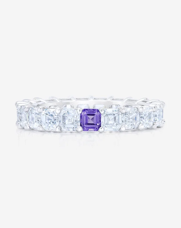 Asscher Diamond and Birthstone Eternity Band