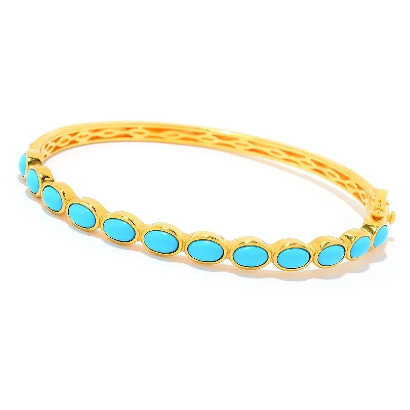 Yellow Gold Plated Over Sterling Silver Sonora Turquoise Bangle