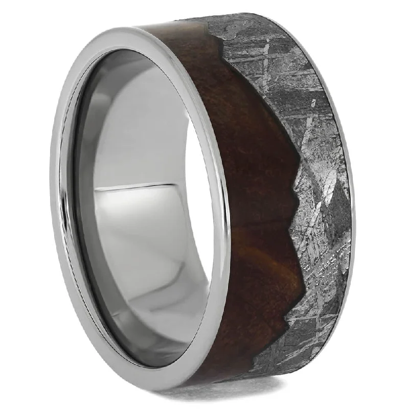 Mountain Wedding Band with Meteorite & Cedar