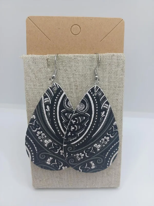 Black Paisley Print Earrings