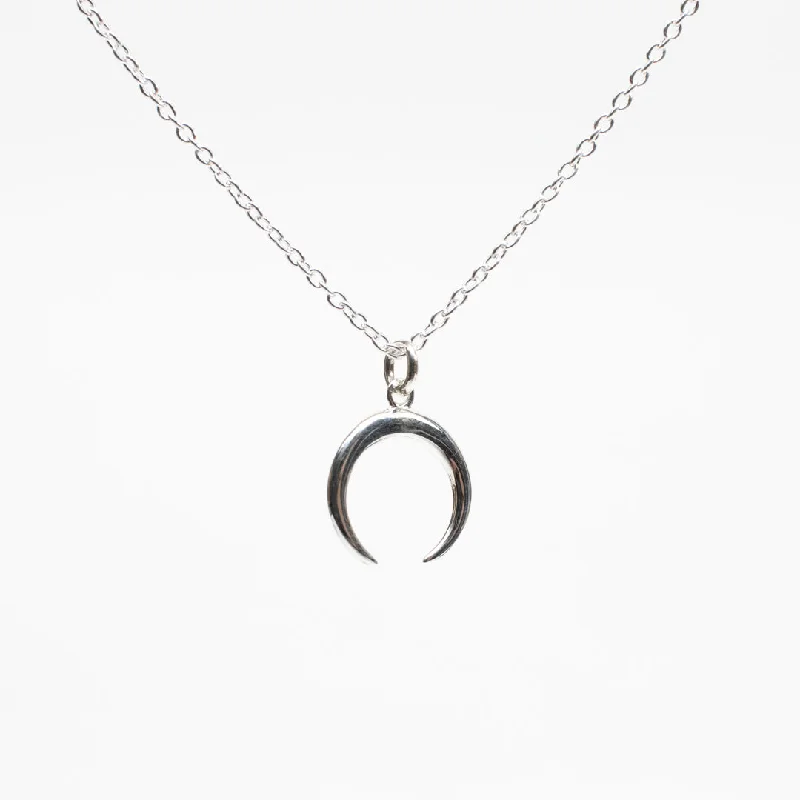 Small Silver Crescent Moon Necklace