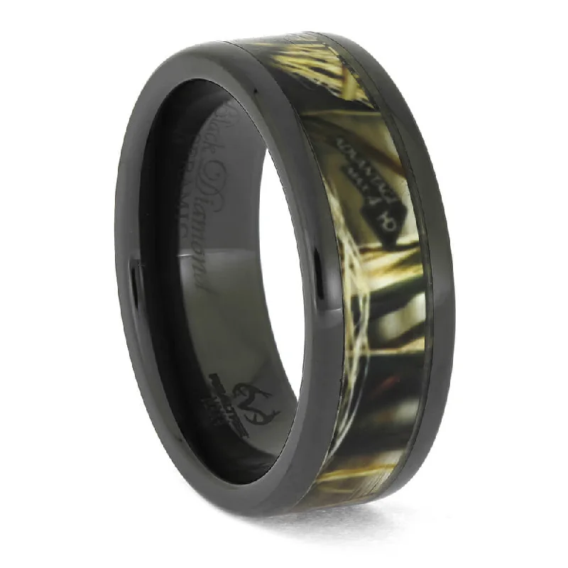 Realtree® Camo Ring, Max4 Camo Inlaid in Black Ceramic Band