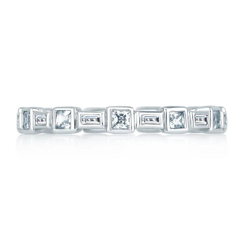 A. Jaffe Princess and Baguette Diamond Eternity Anniversary Ring WR0840/65