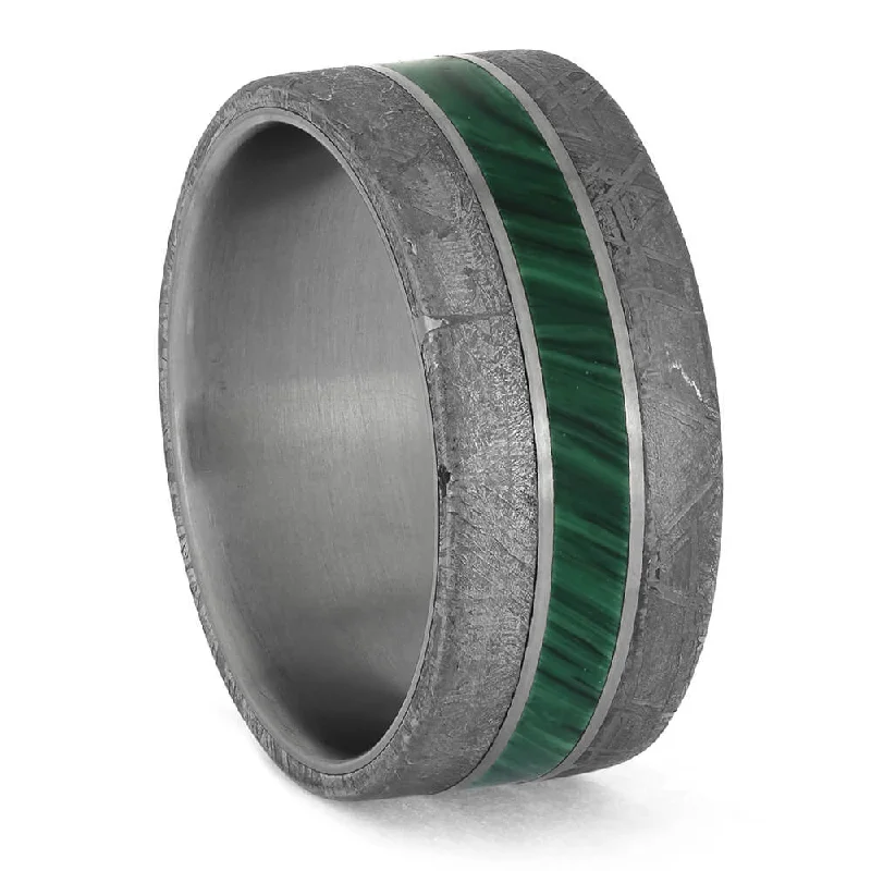 Meteorite & Malachite Wedding Band