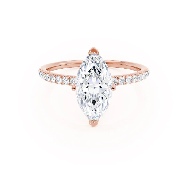 1.0 CT Marquise Shaped Moissanite Solitaire Pave Style Engagement Ring