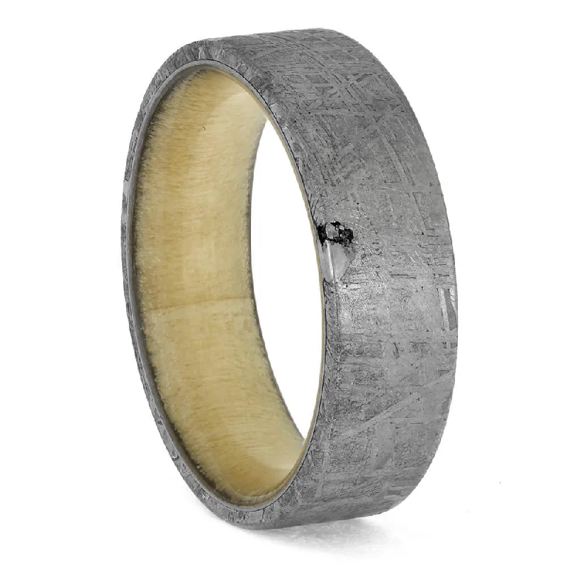 7mm Meteorite Band with Hidden Wood Sleeve