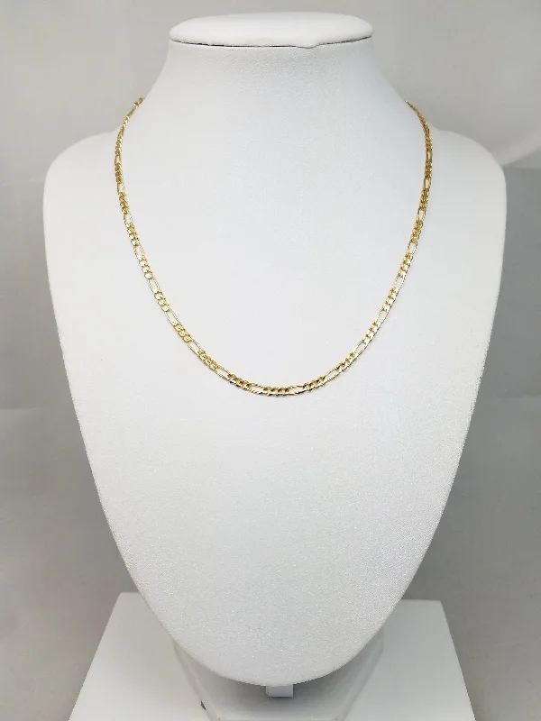 14k Yellow Gold Solid Figaro Link 16" Necklace