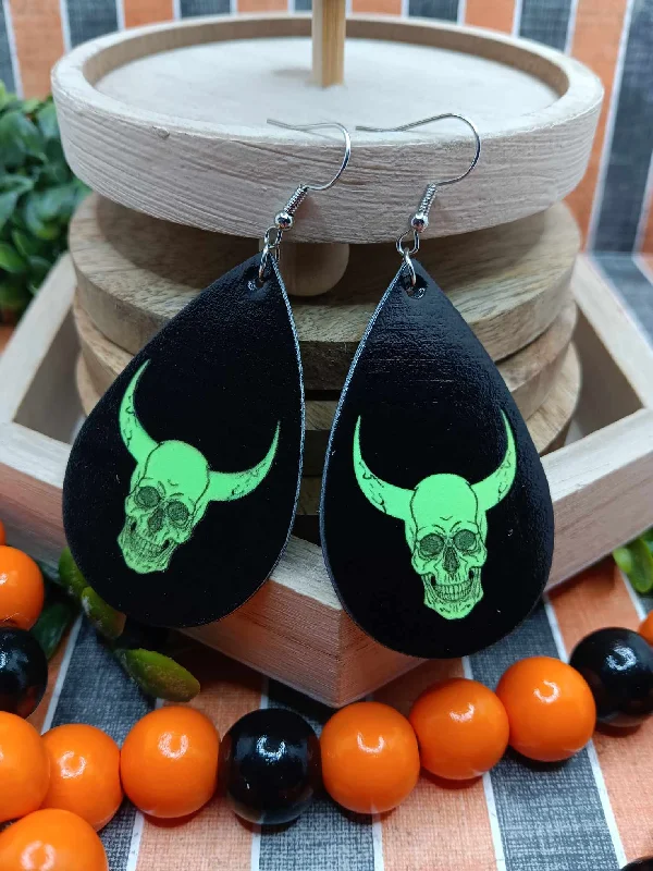 Glow in the Dark Skeleton w/ Horns Earrings