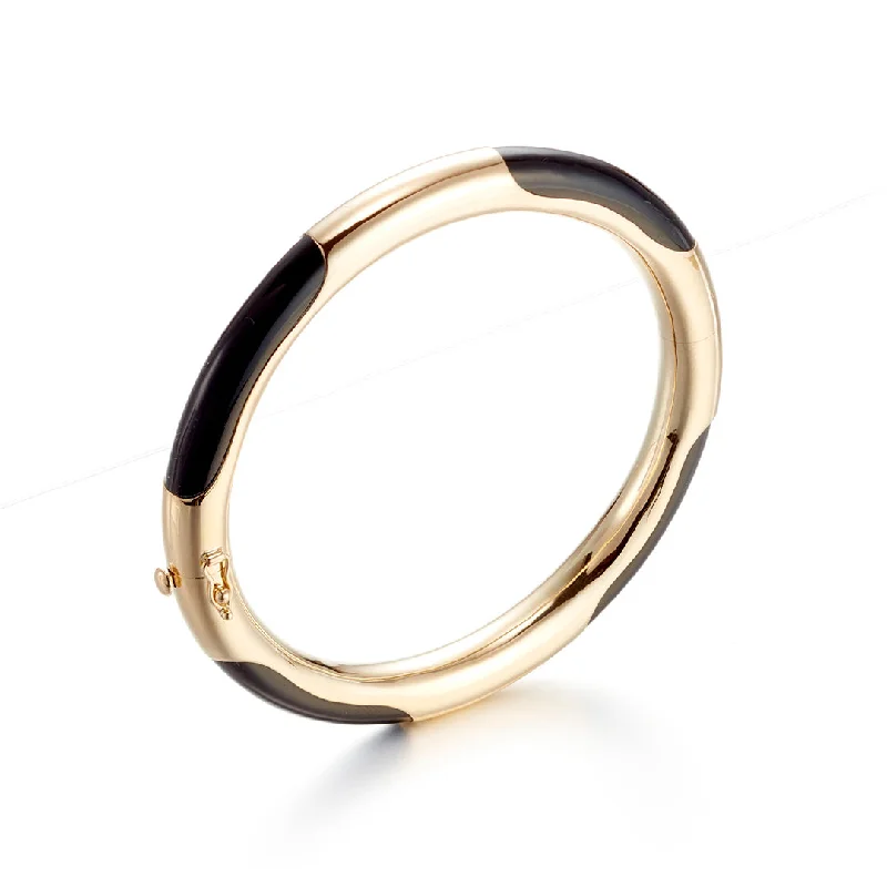 Gold-Lined Black Jade Bangle