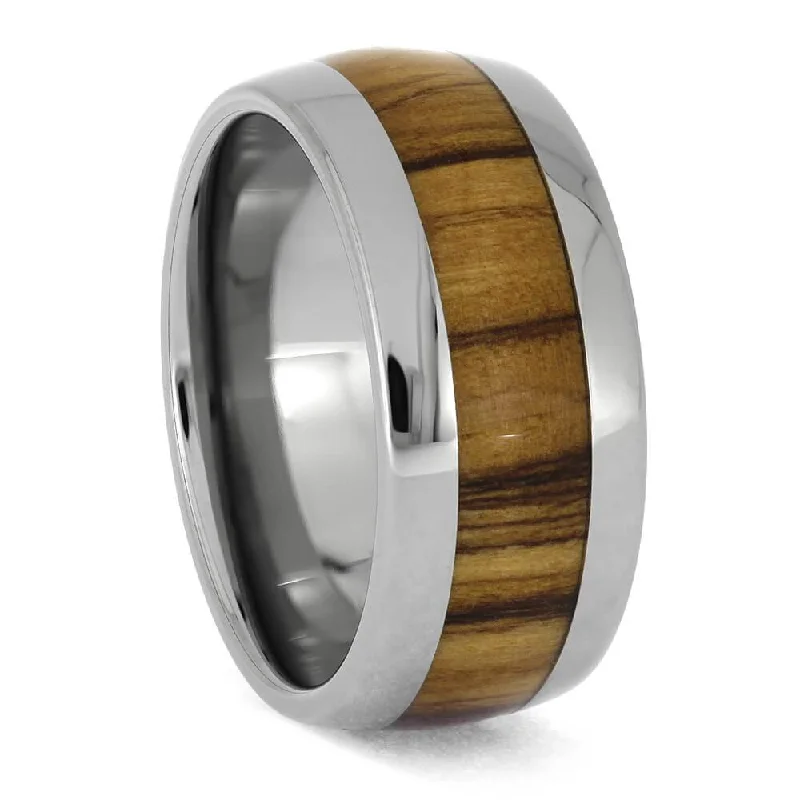 Olive Wood & Titanium Wedding Band