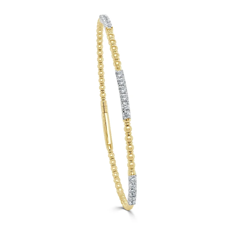 Joelle Diamond Station Bar Flexible 0.65ct Bangle 14K Gold - White