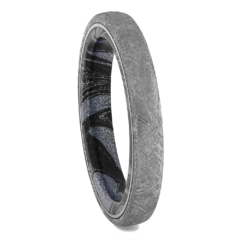 Meteorite and Mokume Wedding Band for Women