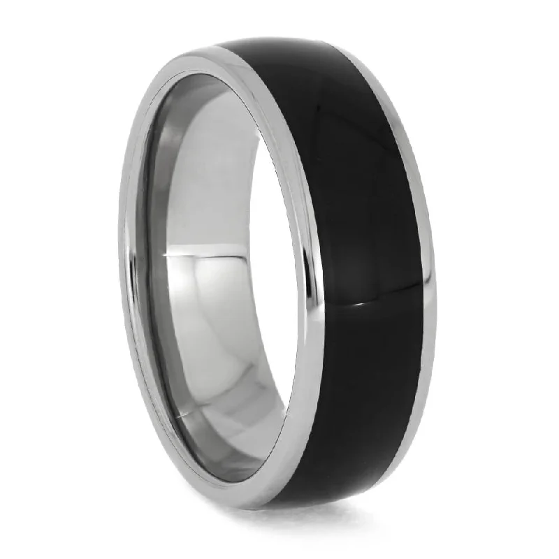 Black Ebony Wood Wedding Band for Men