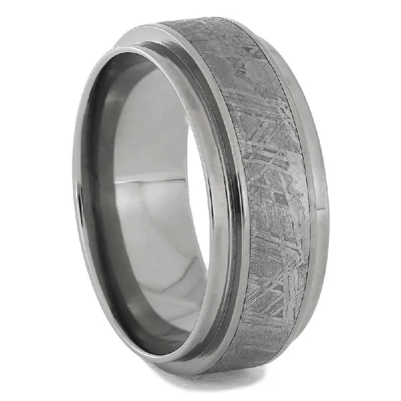 Meteorite Wedding Band with Unique Titanium Edges