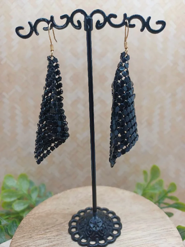 Black Chain Style Tassel Earrings