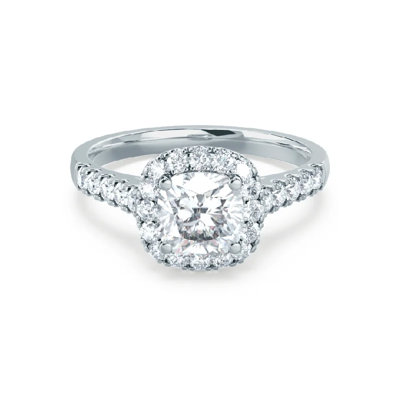 1.70 CT Cushion Cut Moissanite Halo Style Engagement Ring