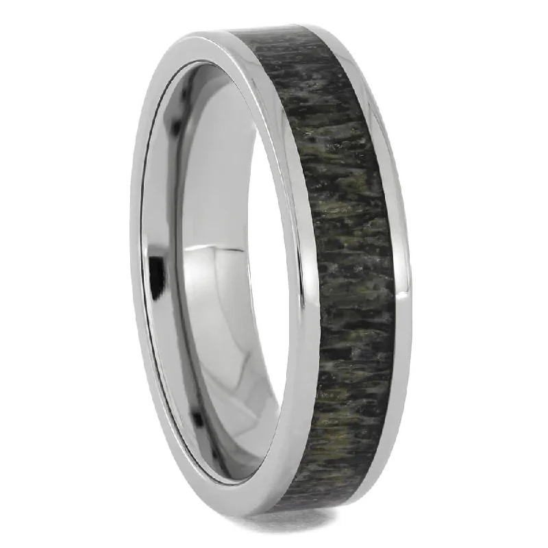 Deer Antler Wedding Band in Titanium