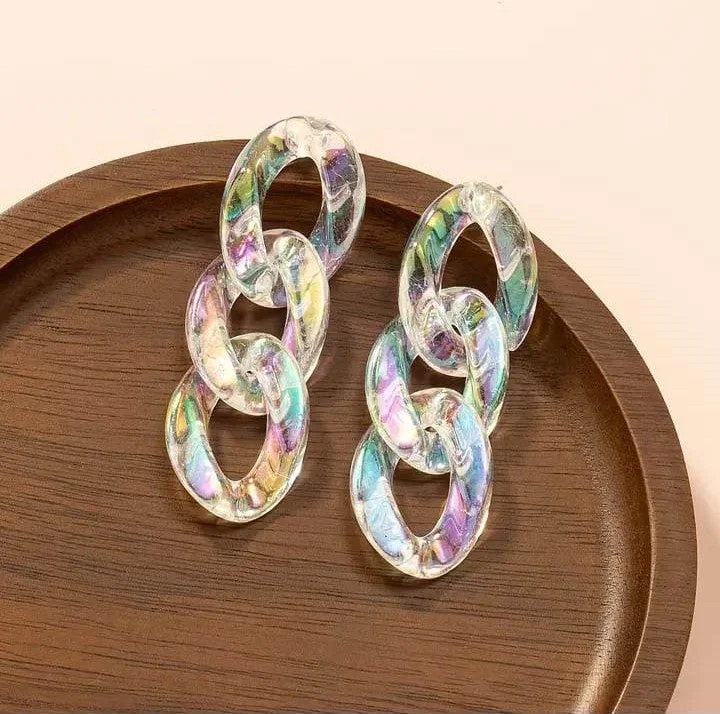 Iridescent Acrylic Chain Style Post Earrings