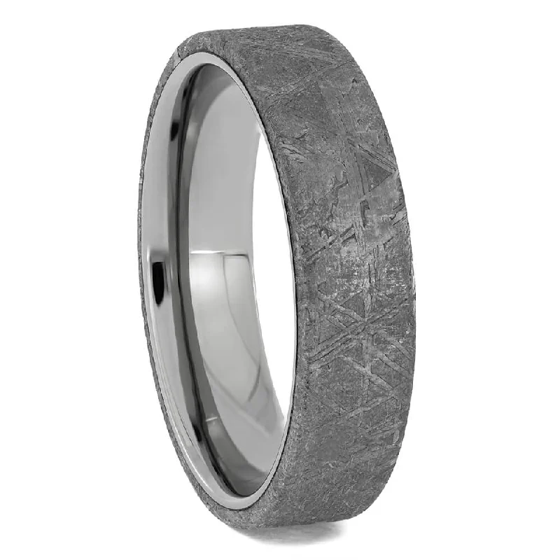 Men's Wedding Band with Gibeon Meteorite