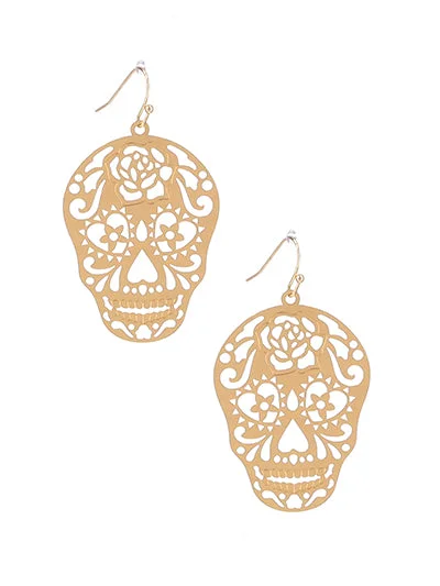 Gold Skull Cutout Earrings