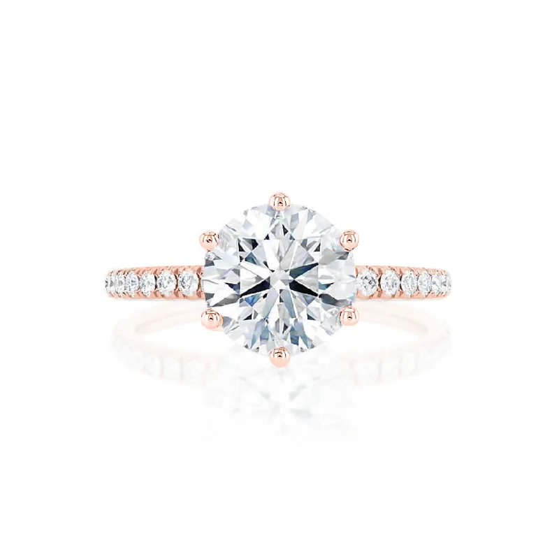 2.20 CT Round Shaped Moissanite Solitaire With Pave Setting Engagement Ring