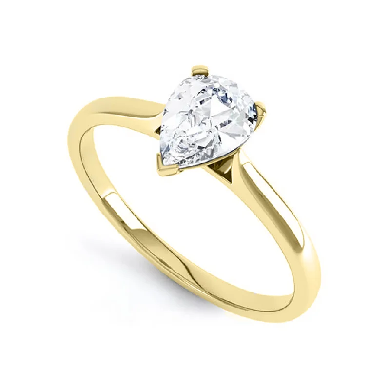 0.95 CT Pear Shaped Moissanite Solitaire Style Engagement Ring