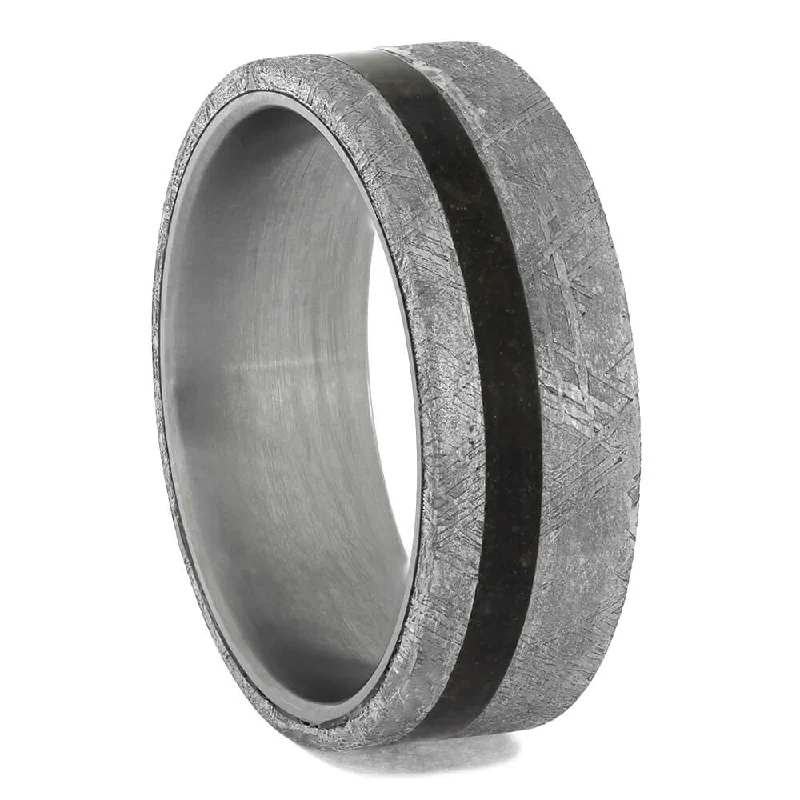 Meteorite & Dinosaur Bone Wedding Band