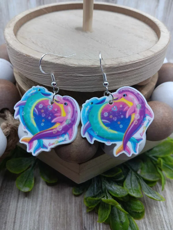 Pink & Blue Dolphin Earrings