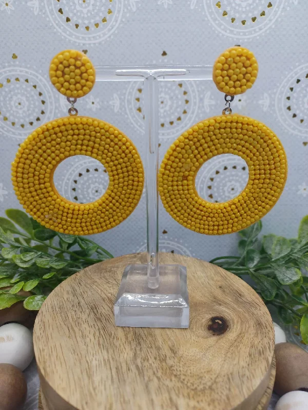 Yellow Sea Beaded Circle Earrings