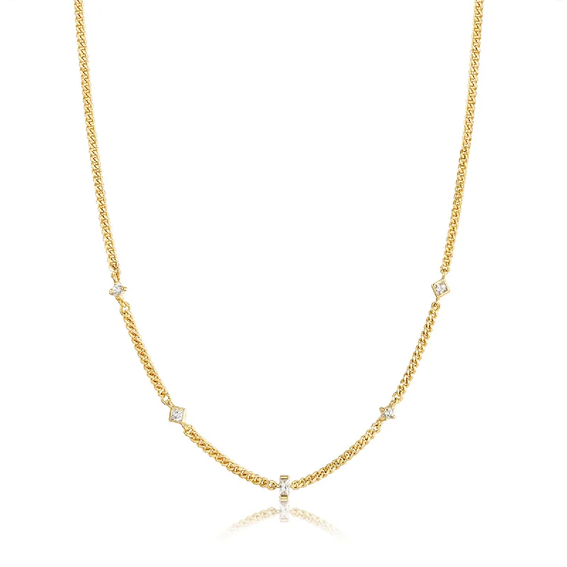 Gold Plated Multi CZ Stone Necklace