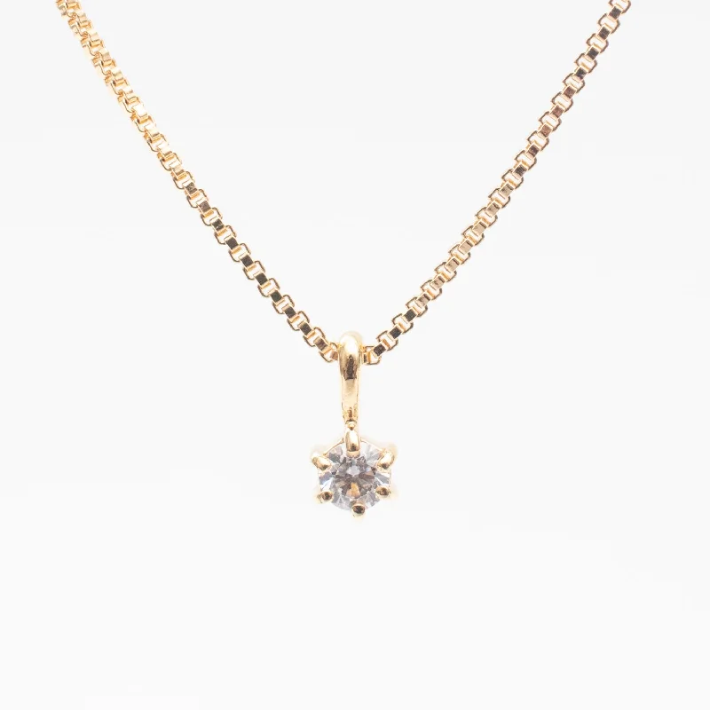 Gold Vermeil Round Claw Set White Topaz Necklace