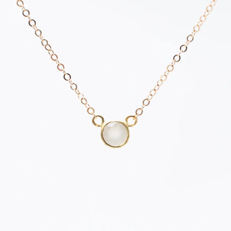 Gold Moonstone Comini Circle Stone Necklace