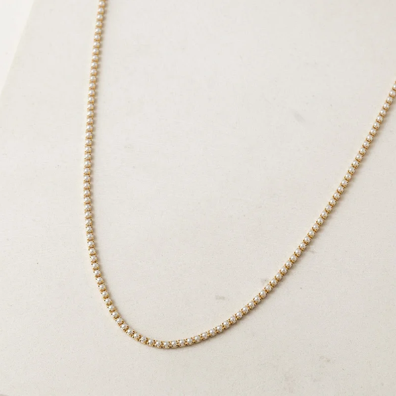 Gold Plated Pearl Tennis Necklace