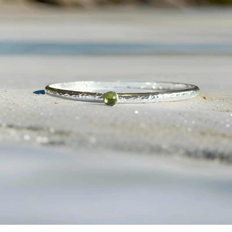 Silver Peridot Birthstone Bangle