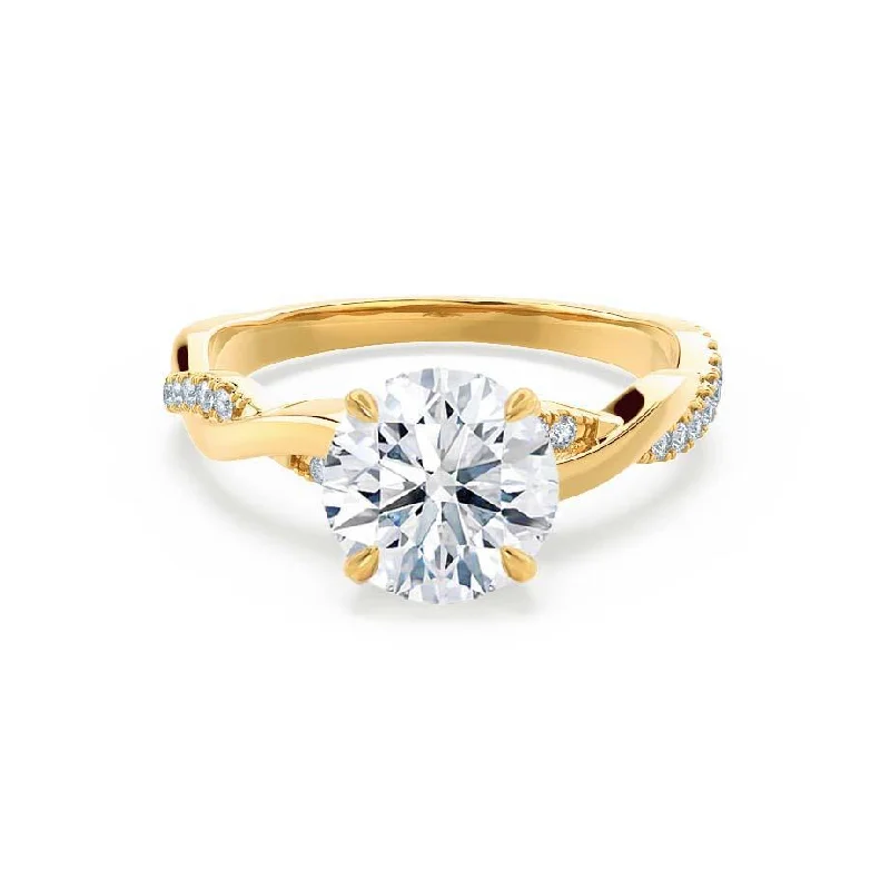 1.0 CT Round Shaped Moissanite Solitaire Twisted Style Engagement Ring