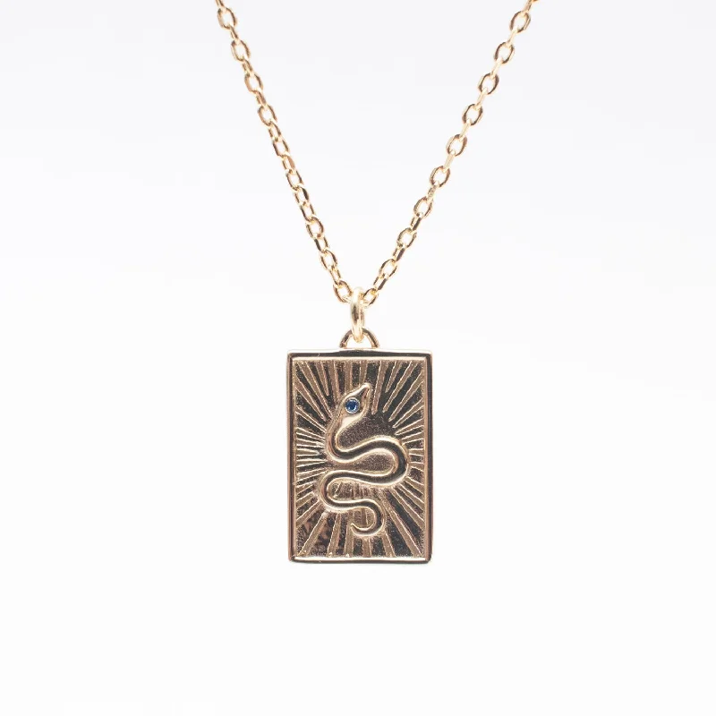 Gold Vermeil Square Snake Medallion Necklace