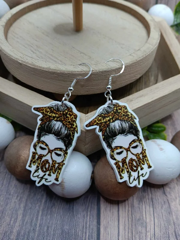 Leopard Mom Life Earrings