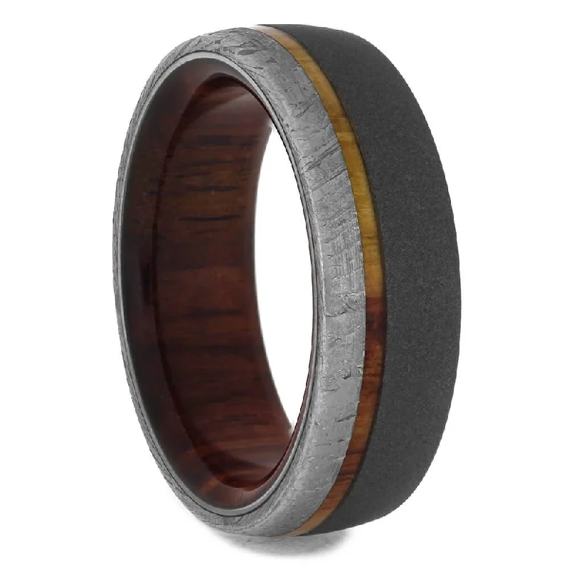 Tulipwood & Meteorite Men's Wedding Band