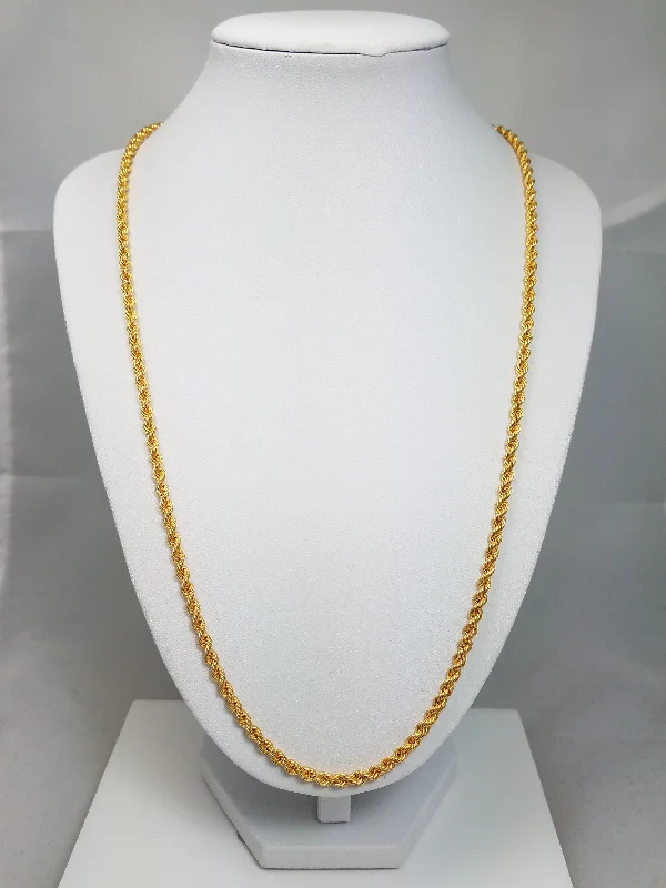 23" Striking 22k Yellow Gold Rope Chain Necklace