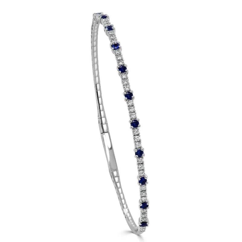 Joelle Diamond & Sapphire Bangle Flexible 14K Gold