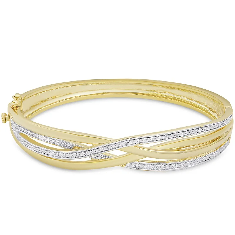 Finesque Gold Overlay Diamond Accent intertwine Bangle (I-J, I2-I3)