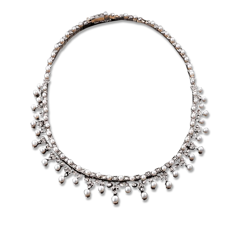 Antique Pearl and Diamond Necklace