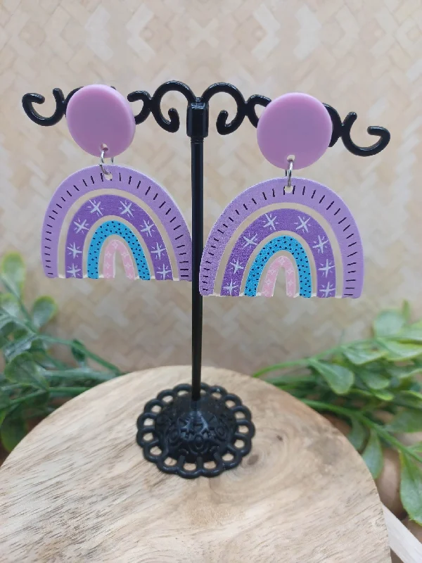 Purple Acrylic Rainbow Earrings