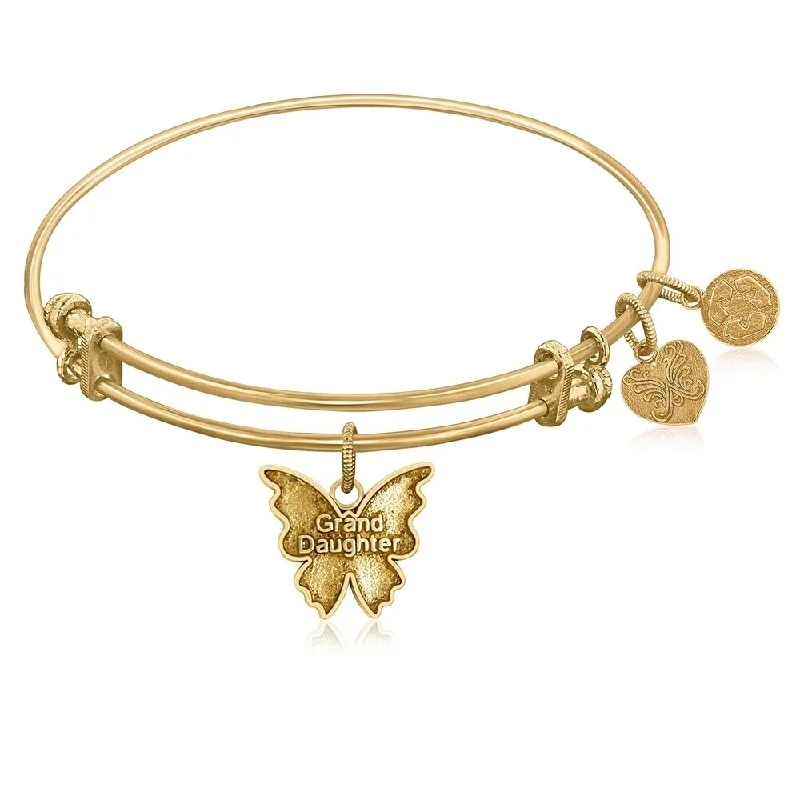 Expandable Bangle in Yellow Tone Brass with Grand Daughter Symbol