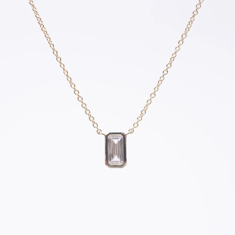 Gold Vermeil Bezel Set Solitaire Cubic Necklace