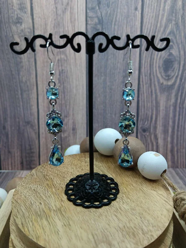 Baby Blue Rhinestone Drop Earrings