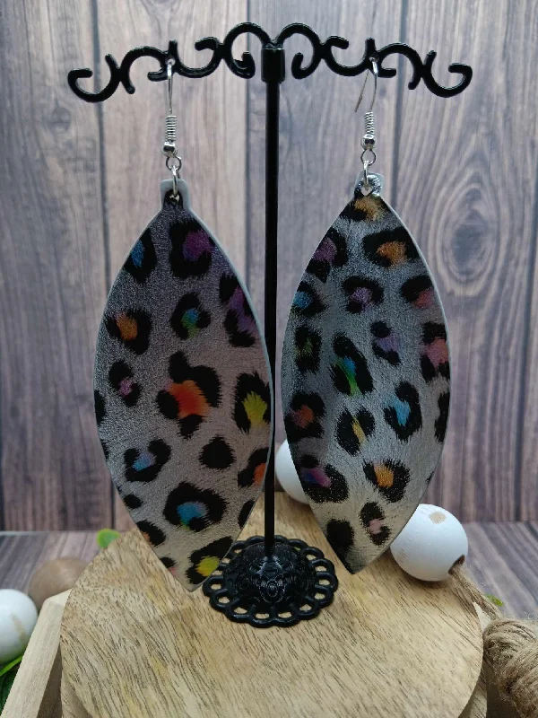 Multicolored Leopard Leather Style Earrings