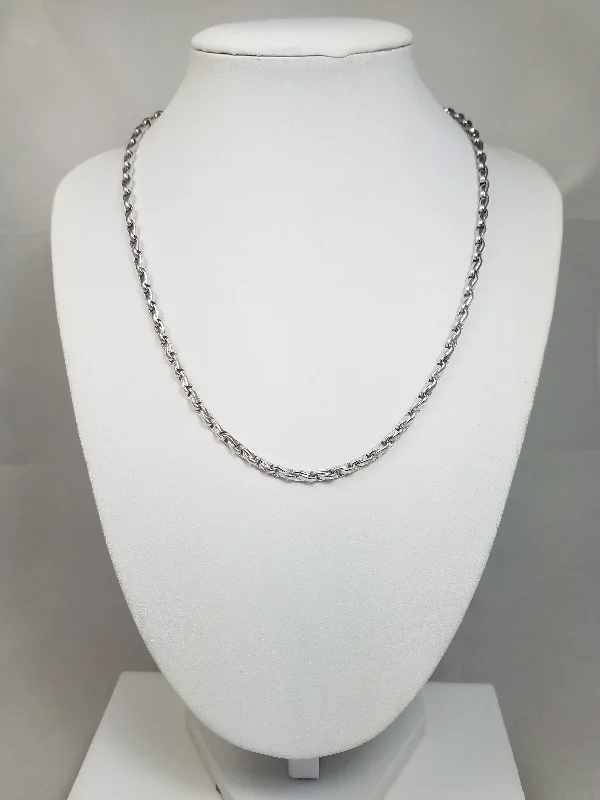 New 17.25" 14k White Gold Fancy Link Solid Chain Necklace