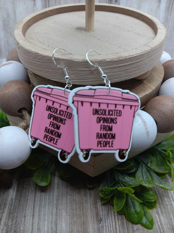 Unsolicited Opinions from Random People Pink Trash Can Earrings