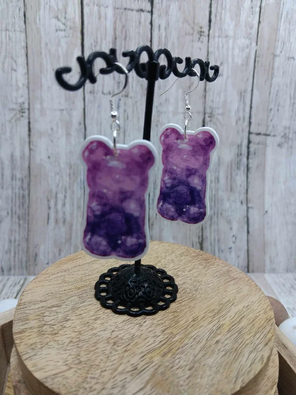 Purple Gummy Bear Earrings